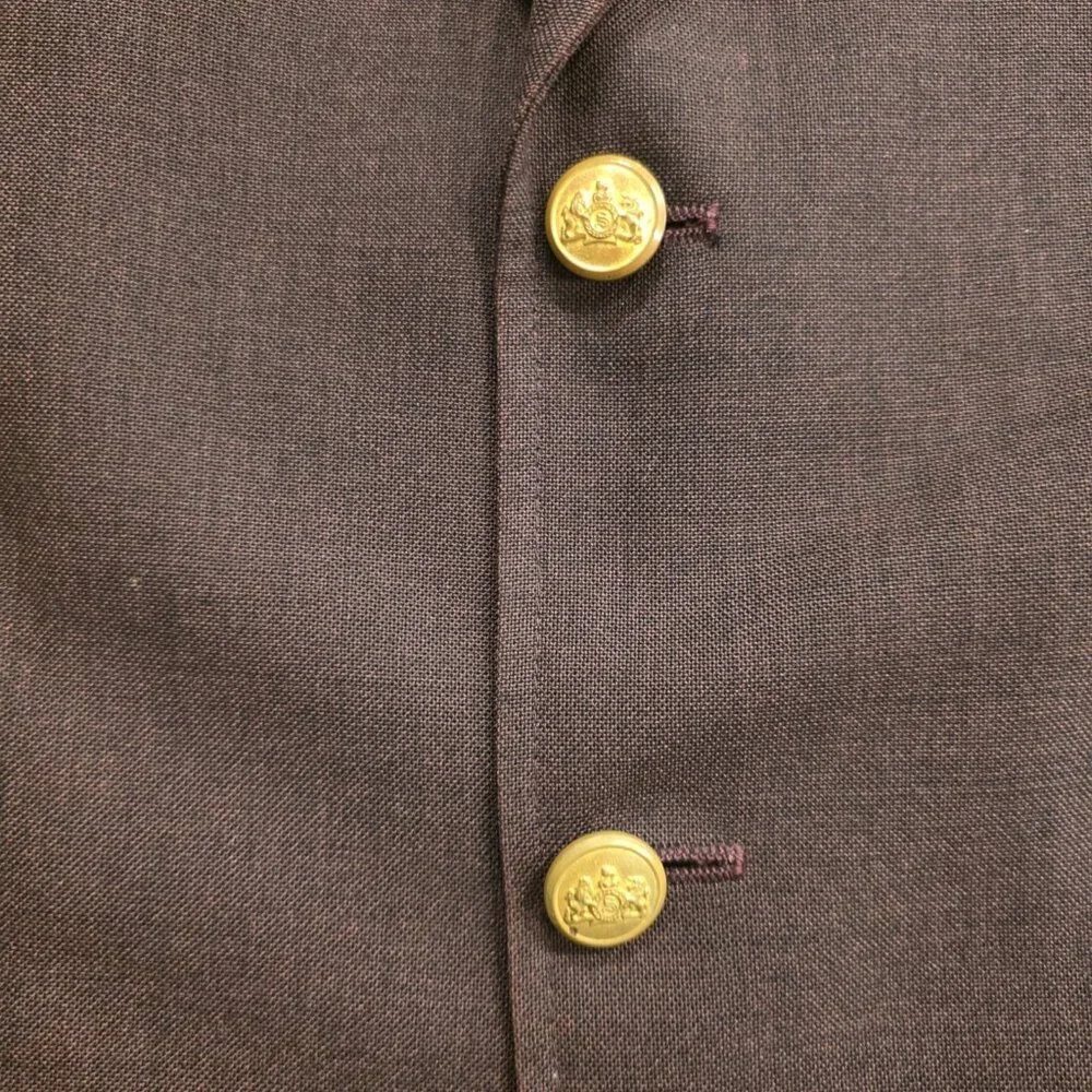 Vintage Stafford Blazer Burgundy Gold 2-Button Jacket Sport Coat‎ USA Mens 42L